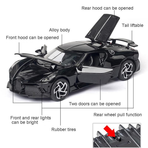 1:32 Alloy Sports Car Model With Sound And Light Boy Toy Car Decoration(Scrub Black)