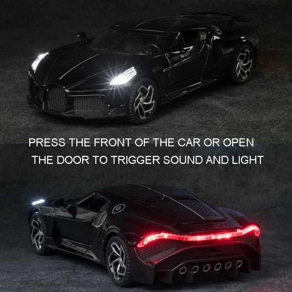 1:32 Alloy Sports Car Model With Sound And Light Boy Toy Car Decoration(Bright Black)