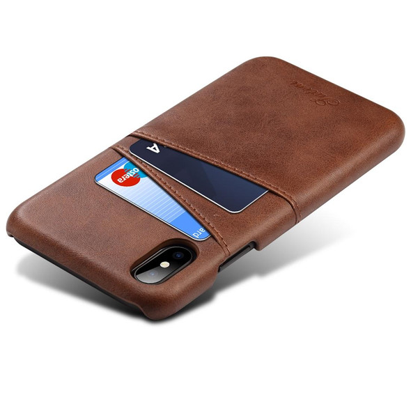 Suteni Calf Texture Protective Case for iPhone X / XS, with Card Slots (Coffee)