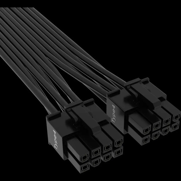 CORSAIR 12+4pin PCIe Gen 5 Type-4 600W 12VHPWR cable; flat ribbon; black