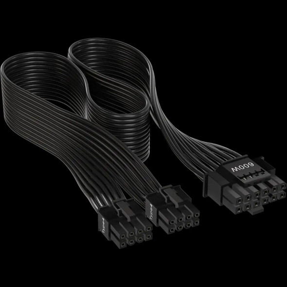 CORSAIR 12+4pin PCIe Gen 5 Type-4 600W 12VHPWR cable; flat ribbon; black