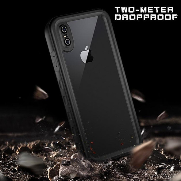 2m Waterproof Snowproof 2m Shockproof Dustproof PC+Silicone Case for iPhone XS Max (Black)