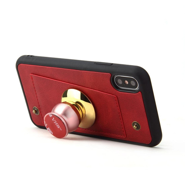 Cowhide Texture Magnetic Absorption Detachable Horizontal Flip Leatherette Case for iPhone X / XS, with Holder & Card Slots & Wallet (Red)
