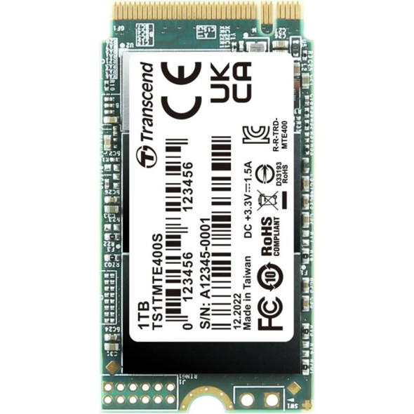 Transcend 512GB MTE400 M.2 NVME GEN 3X4 2242 SSD -DRAM LESS 3D TLC