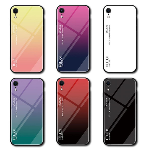 Gradient Color Glass Case for iPhone XR (White)