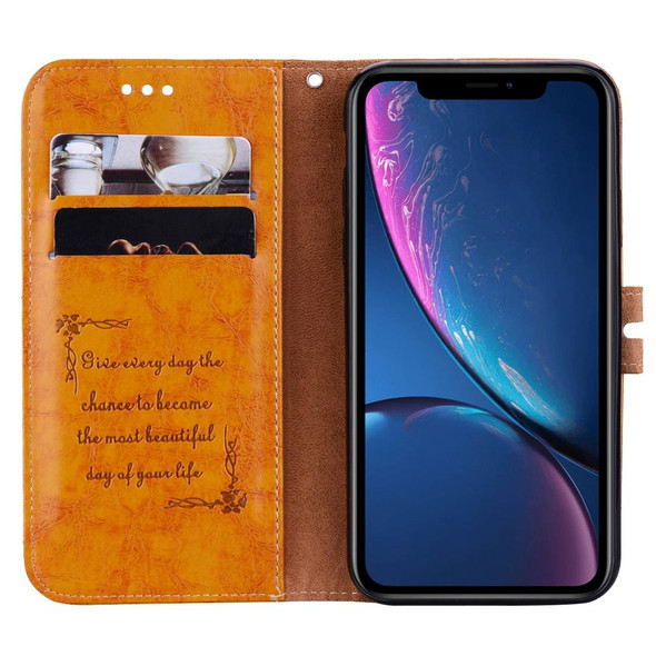 Business Style Oil Wax Texture Horizontal Flip Leatherette Case for iPhone XR, with Holder & Card Slots & Wallet (Yellow)