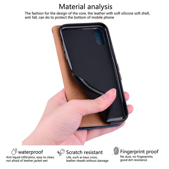 Business Style Oil Wax Texture Horizontal Flip Leatherette Case for iPhone XR, with Holder & Card Slots & Wallet (Black)