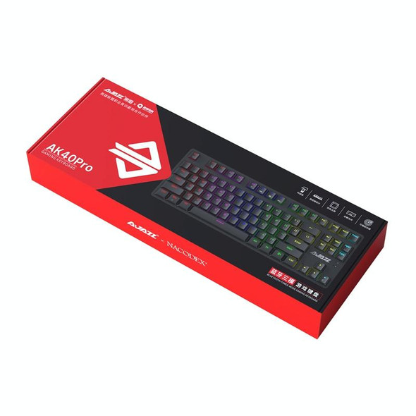 Ajazz AK40pro 87 Keys Bluetooth/Wireless/Wired Three Mode Game Office Mechanical Keyboard Blue Light Tea Shaft (White)