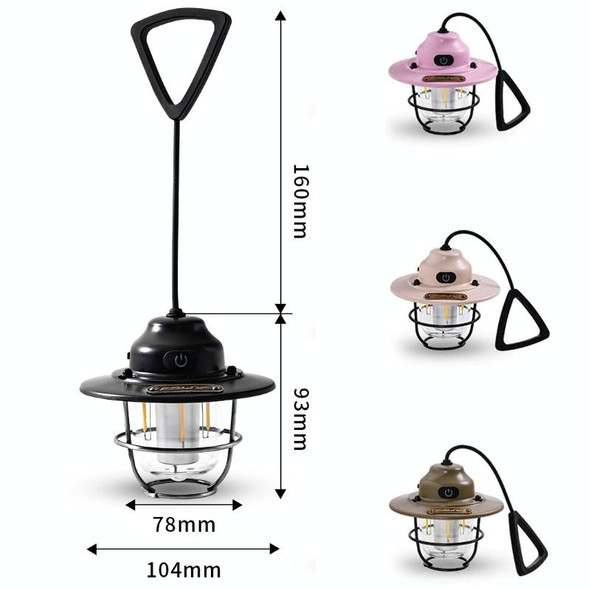 Outdoor Lighting Camping Light USB Rechargeable Horse Lantern(Black)