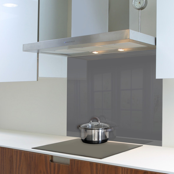 SPLASHBACK GLASS 898MM X 700MM HOB GUN METAL