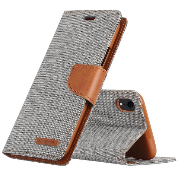 GOOSPERY CANVAS DIARY Denim Texture Horizontal Flip Leather Case for iPhone XR, with Holder & Card Slots & Wallet (Grey)