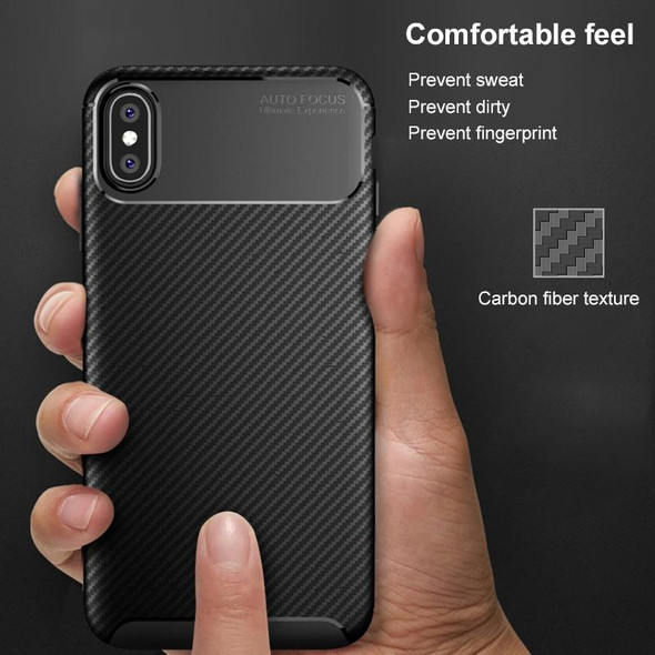 Beetle Shape Carbon Fiber Texture Shockproof TPU Case for iPhone XS Max(Blue)