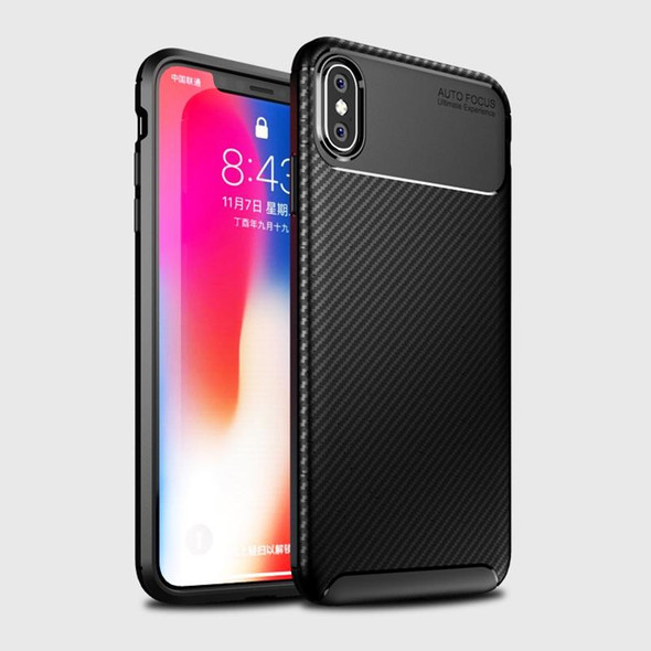 Beetle Shape Carbon Fiber Texture Shockproof TPU Case for iPhone XS Max(Black)