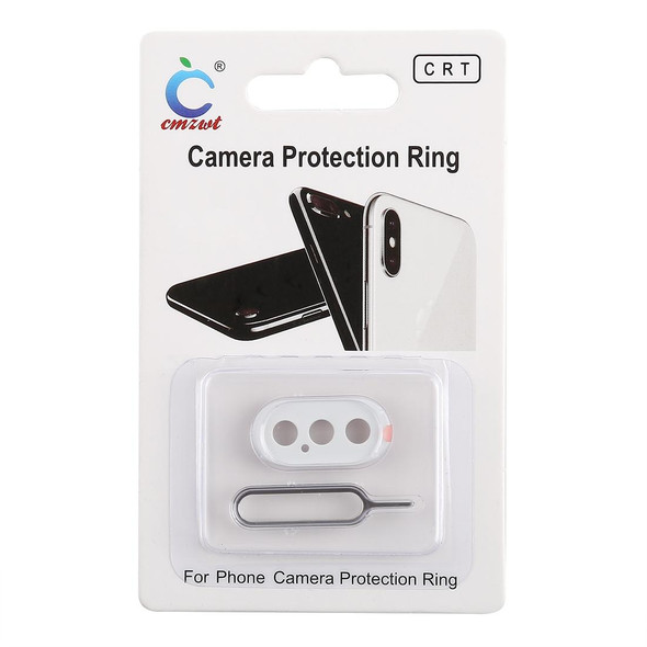 Rear Camera Lens Protection Ring Cover with Tray Eject Tool Needle - iPhone XS Max (White)