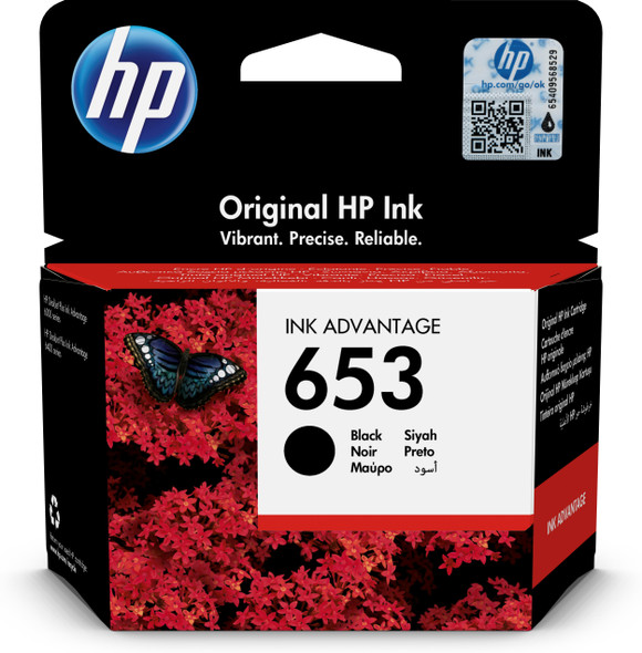 HP 653 BLACK ORIGINAL INK ADVANTAGE  CARTRIDGE