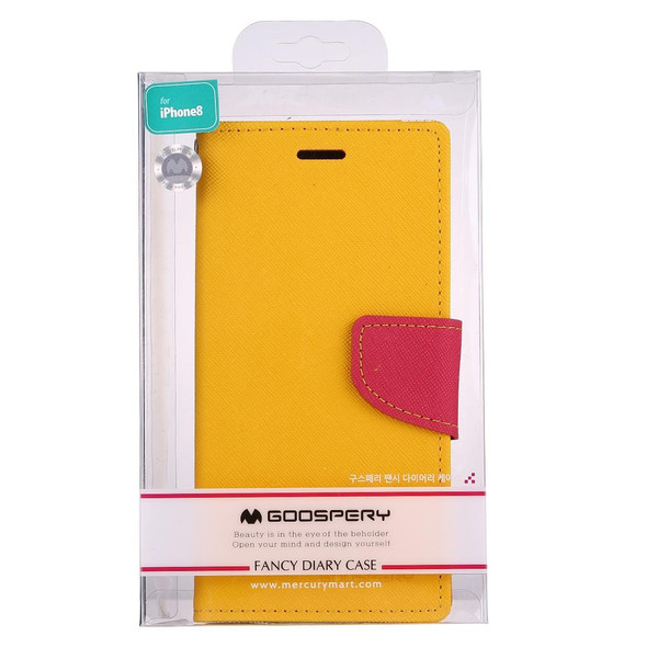 GOOSPERY FANCY DIARY for   iPhone X / XS   Cross Texture Horizontal Flip Leather Case with Card Slots & Wallet & Holder(Yellow)