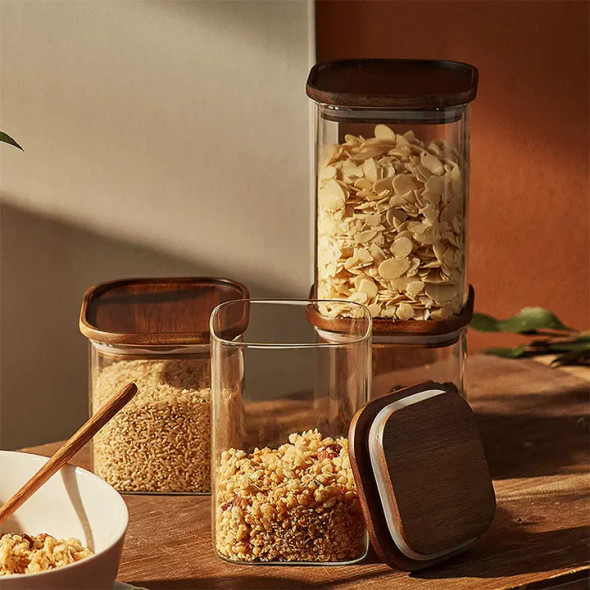 Pristine Glass Jar with Bamboo Lid - Durable Food Storage Container