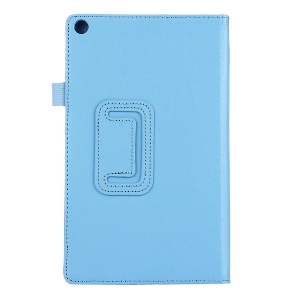 For Amazon Kindle Fire HD8 (2017) Litchi Texture Horizontal Flip Leatherette Case with Holder(Blue)