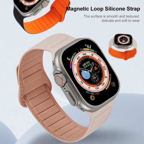 For Apple Watch 38mm Loop Magnetic Silicone Watch Band(Starlight Orange)