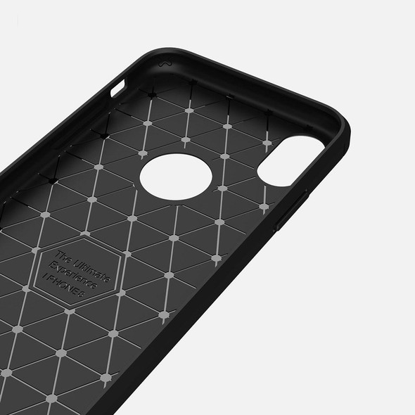 iPhone X / XS Carbon Fiber TPU Brushed Texture Shockproof Protective Back Cover Case(Black)