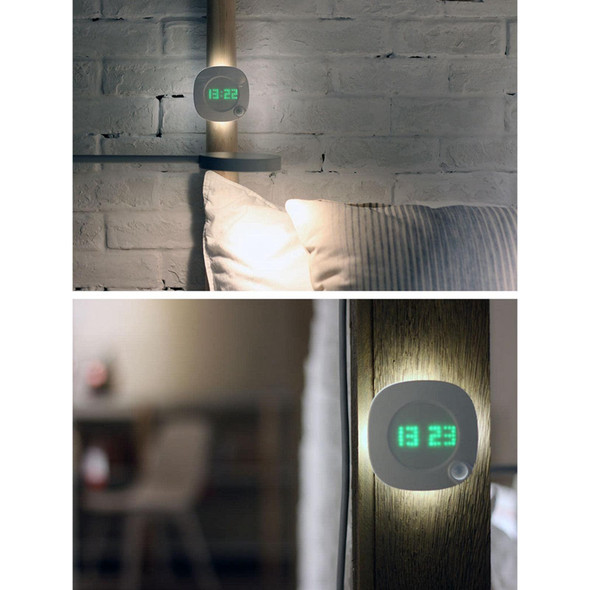 JMD-03 Human Body Infrared Sensor LED Night Light Wall Clock for Bathroom,Spec: Dry Battery Model