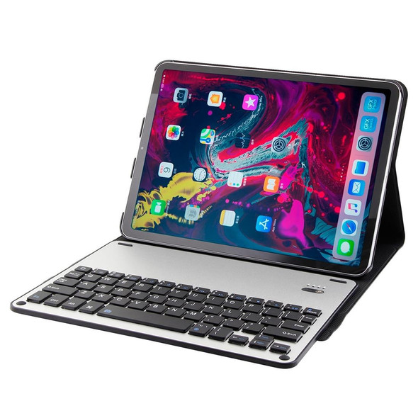 1139B Detachable Bluetooth 3.0 Aluminum Alloy Keyboard + Lambskin Texture Leatherette Tablet Case for iPad Pro 11 inch (2018), with Three-gear Adjustment / Magnetic / Sleep Function (Black Silver)