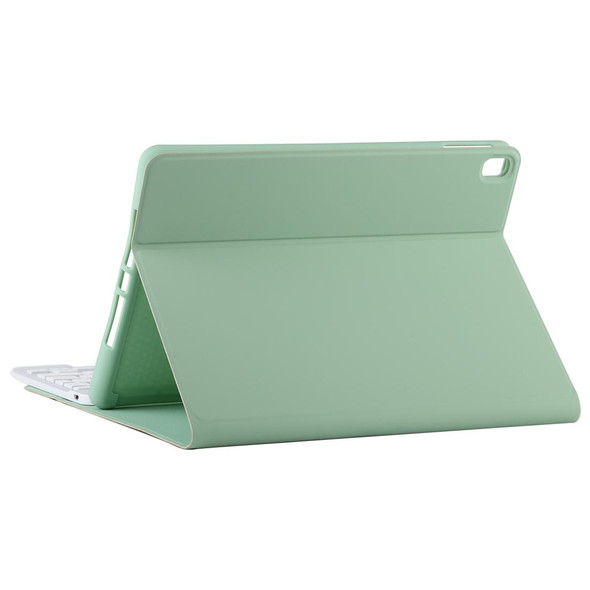 TG11B Detachable Bluetooth White Keyboard + Microfiber Leather Tablet Case for iPad Pro 11 inch (2020), with Pen Slot & Holder (Green)