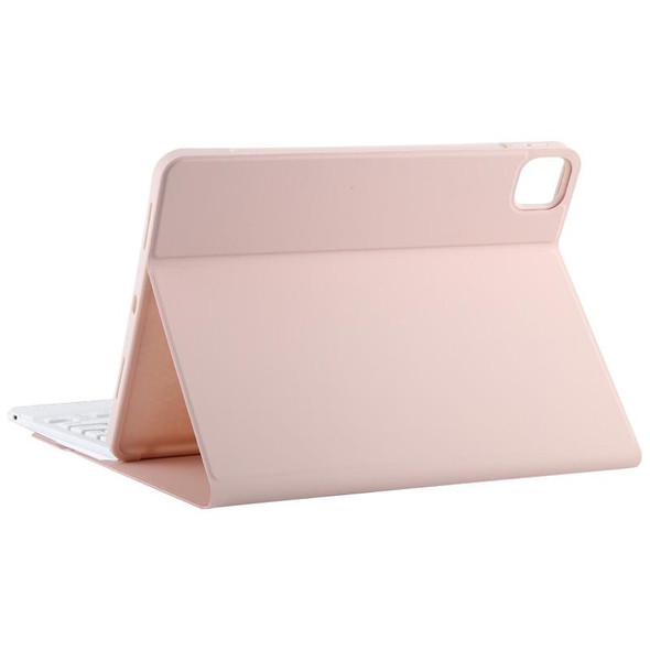 TG11BC Detachable Bluetooth White Keyboard Microfiber Leather Tablet Case for iPad Pro 11 inch (2020), with Touchpad & Pen Slot & Holder (Pink)