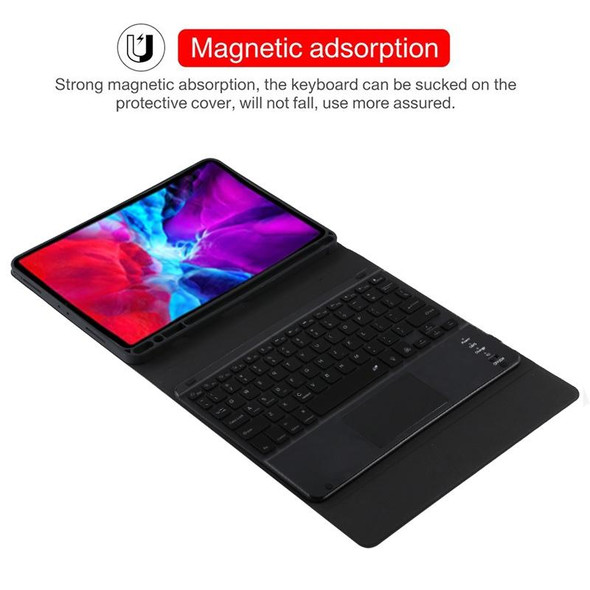 TG11BCS Detachable Bluetooth Black Keyboard Microfiber Leather Tablet Case for iPad Pro 11 inch (2020), with Backlight & Touchpad & Pen Slot & Holder (Black)