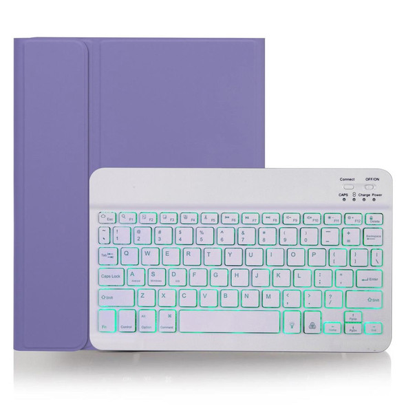 X-11BS Skin Plain Texture Detachable Bluetooth Keyboard Tablet Case for iPad Pro 11 inch 2020 / 2018, with Pen Slot & Backlight (Light Purple)