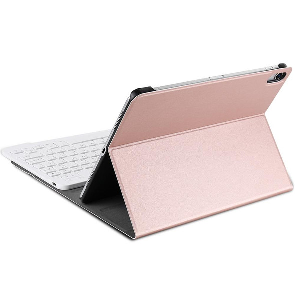 Detachable Bluetooth Keyboard + Brushed Texture Horizontal Flip Leatherette Tablet Case with Holder for iPad Pro 11 inch (2018)(Rose Gold)