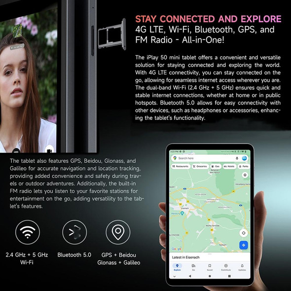 ALLDOCUBE iPlay 50 mini T811 4G LTE Tablet, 8.4 inch, 4GB+64GB, Android 13 UNISOC T606 Octa Core 1.6GHz, Support GPS & BT & Dual Band WiFi & Dual SIM (Grey)