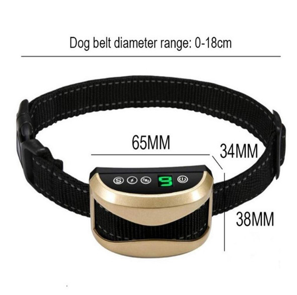 USB Rechargeable Waterproof Dog Bark Collar With Vibration And Beep(Gold)