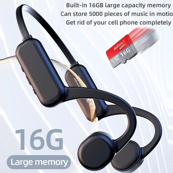 DG-X18 Bone Conduction Bluetooth Headphones Swimming IPX8 Waterproof Sports Headphones, Memory Capacity: 16G(English Black)