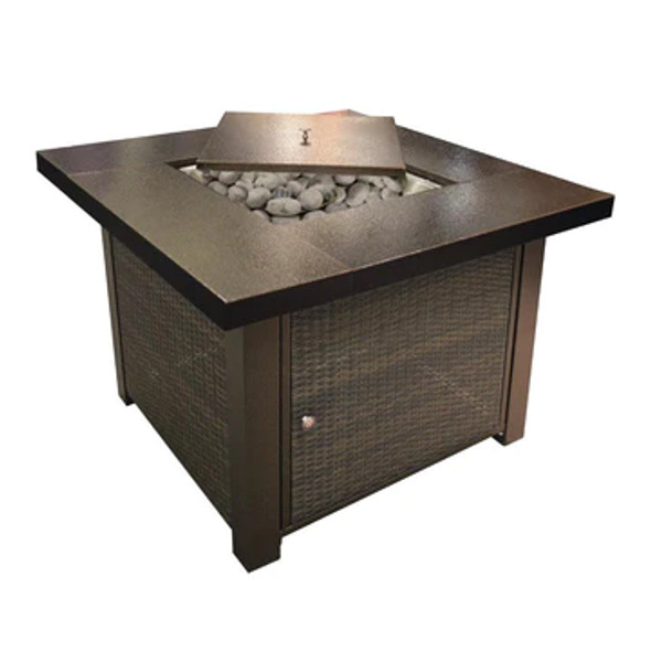 Gas Firetable - Wicker  Finish  - 965x965x736mm