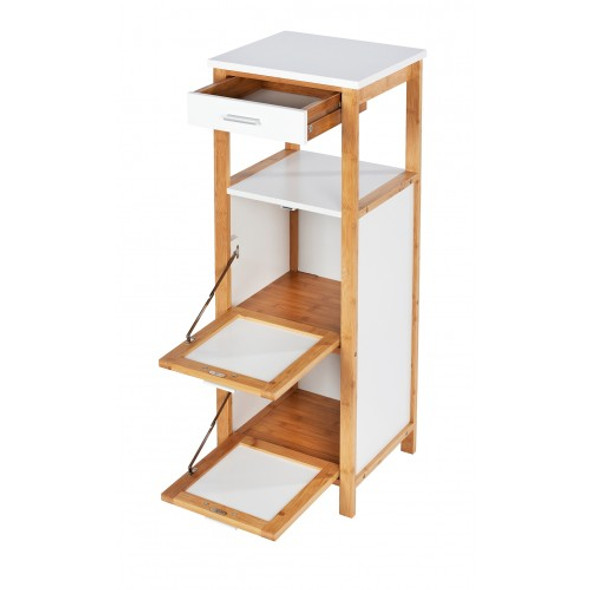 Wenko - Finja Shelf Unit W/ 2 Compartments + Drawer - Bamboo