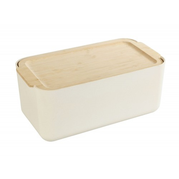 Wenko - Derry Bread Box - Bamboo Lid & Integrated Cutting Board