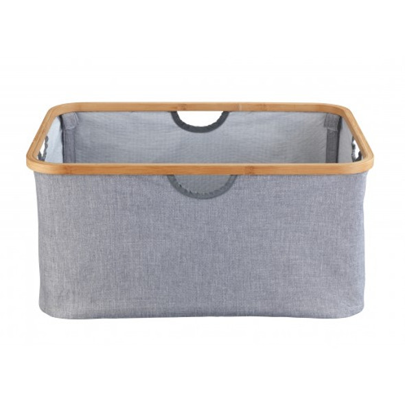 Wenko - Bahari Foldable Laundry Basket - 50L - Bamboo - Grey