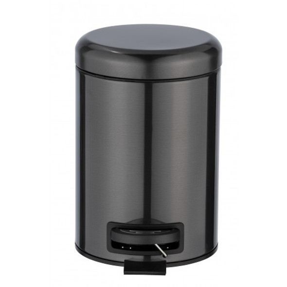 Wenko - 3L Pedal Bin - Leman - Stainless Steel - Shiny Black