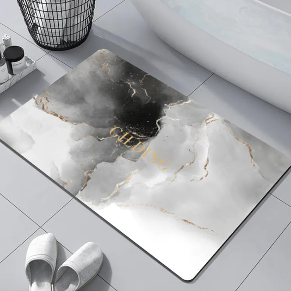 Super Absorbent Marbled Bath Mat - Non-Slip Rectangle 40x60cm