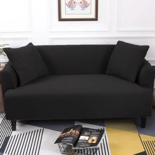 Black Velvet 3 Seater Couch Cover - Fine Living, Machine Washable