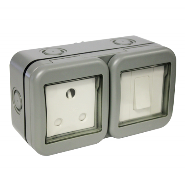 IP55 Single outdoor switch  & SA socket (1x3 pin  )