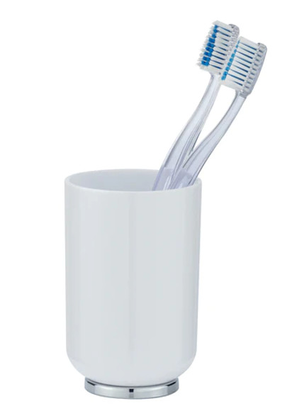Toothbrush Tumbler - Posa-White/Chrome