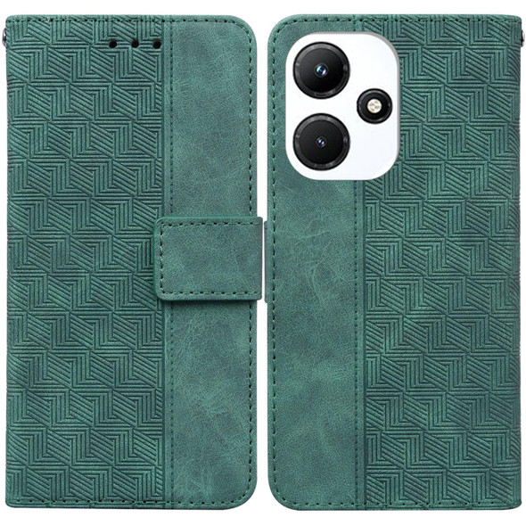 For Infinix Hot 30i Geometric Embossed Leatherette Phone Case(Green)