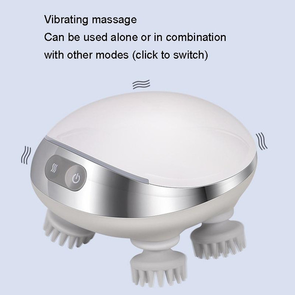 K111 Hot Compress Red Light Head Massager Electric Kneading Vibration Waterproof Head Instrument, Size: English Version(White)