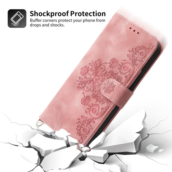 For OPPO Reno10 Pro+ 5G Skin-feel Flowers Embossed Wallet Leatherette Phone Case(Pink)