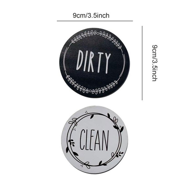 2pcs Dishwasher Round Magnet Clean Dirty Sign Double-Sided Dishwasher Magnet Cover(Black)