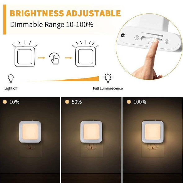 0.6W Stepless Dimming Induction Night Light Square Light Guide Plate Baby Night Light(US Plug)