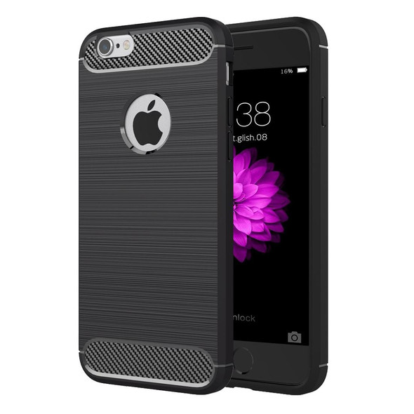 iPhone 6 Plus & 6s Plus Brushed Texture Fiber TPU Rugged Armor Protective Case(Black)