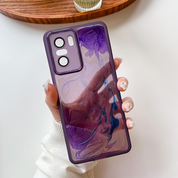 For Xiaomi Redmi K40 Oil Painting Electroplating TPU Phone Case(Purple)